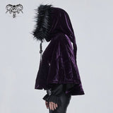 Cape gothique 'Sweet Oblivion' avec capuche doublée de fourrure (violet)