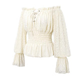 Pure Princess Lolita Everyday Wearing Off Shoulder Lantern Sleeves Girls Lace Top