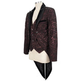 'Dream Snatcher' Gothic Patterned Swallowtail Coat (Crimson)