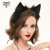 'Neko' Plush Cat Ear Headband (Obsidian)