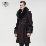 'Master Of Death' Gothic Fur Collar Coat (Wine)