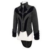 Bird Shaped Patchwork Black Zipper Up Gothic Men Jacket