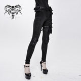 Biker Daily Dark Pattern Women Punk Stretchy Fitted Pants With Bags