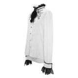 Punk Wedding Gothic Embroidered Long Sleeve Chiffon White Men Shirt With Necktie