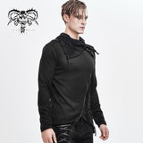 Daily Life Men Big Ragged Turn Down Collar Woolen Punk Long Sleeve Shirts With Zipper