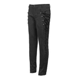 Punk Wedding Men Gothic Trousers With Side Bottons And Side Flocking