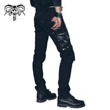 Devil Fashion Punk Rock Zipper Black Men Trousers With Chains