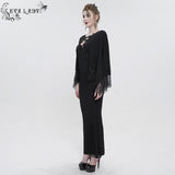 'Eldritch Terrors' Gothic Bat Sleeves Fishtail Dress
