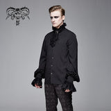 Everyday Summer Gothic Embroidered Long Sleeves Chiffon Men Shirts With Necktie