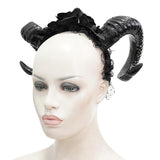 Eas010 Gothic Horns Rose Headband