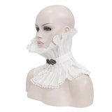 As07602 Unisex Gothic White Pleated High Neck Collar