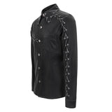 Sht066 Punk Chain Drawstring Men Shirts