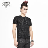 Tt162 Punk Knit Ragged Men T Shirt