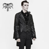 Gothic Patterned Wide Sleeves Men Darkness Grain Fitted Leather Coat