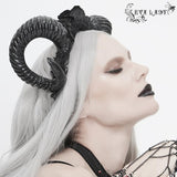 Eas010 Gothic Horns Rose Headband