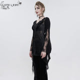 'Twilight Zone' Beaded Gothic Lace Floral Top