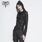 Tt147 Two Wear Basic Hooded T Shirt With Diagonal Zipper