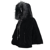 'Sweet Oblivion' Gothic Cape With Fur Lined Hood (Black)