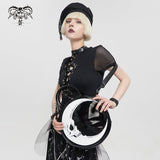 'Moonlight Skull' Printed Gothic Round Shoulder Bag