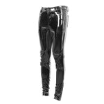 Devil Fashion Kneepad Tight Cyberpunk Fetish Men Patent Leather Trousers