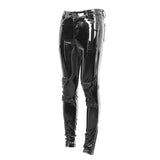 Devil Fashion Kneepad Tight Cyberpunk Fetish Men Patent Leather Trousers