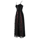 Eskt032 Burgundy Gothic Sling Dress