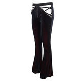 Negative Nancy' Gothic Velvet Flared Pants With Lace