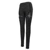 Gothic Laced Up Sexy Women Knit Black Leggings