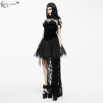Gothic Wedding Strapless Feathered Sexy Short Velveteen Dress With Rose Lace Tail