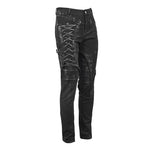 Devil Fashion Brand Punk Mecha Hand Painted Slim Black Men Trousers