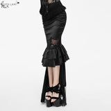 Event Gothic Short Front And Long Back Stretchy Satin Lace Up Sexy Women Fishtail Skirt