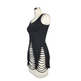 Summer Daily Wear Centipede Back Hollow Out Punk Women Black Halter Vests