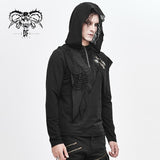 Devil Fashion Designer Asymmetric Tatters Worn Out Hooded Winter Shirts