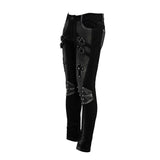 Designer Punk Contrast Color Hand Rubbed Leather Men Trousers With Loops