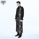 Black And Silver Palace Floral Men Long Waistcoat