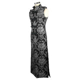 Black And Silver Palace Floral Men Long Waistcoat