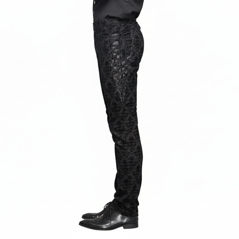 Party Wearing Court Flocking Gothic Patterned Men Trousers