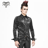 Sht067 Punk Shiny Pleated Basic Style Men Shirts