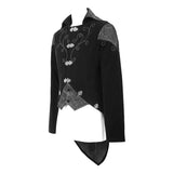 Men Black Fake Two Pieces Embroidered Jackets