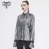 Sht05502 Cyberpunk Bright Black Pleated Blouse