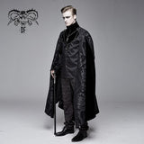 Chain Pendant Short Front And Long Back Black Men Long Gothic Cloak