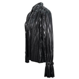 Sht05501 Cyberpunk Bright Black Pleated Blouse