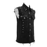 Summer Worn Out Metallic Bullet Clip Black Punk Rock Sleeveless Men Shirts