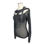 Summer Sexy Women Punk Nailed Chest Halter Mesh T Shirt