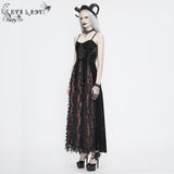 Eskt032 Burgundy Gothic Sling Dress