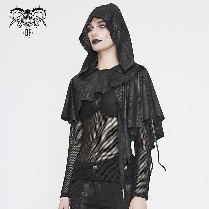 Ca021 Dark Thin Hooded Small Shawl