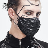 Breathable Cyber Punk Shine Pleated Men Leather Face Masks