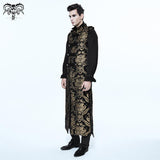 Black And Gold Court Floral Gothic Men Long Waistcoat