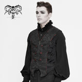 Dark Fringe Chinese Frog Buttons Contrast Color Gothic Men Short Waistcoats