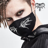 Black And White Punk 3D Wing Printed Mask For Women And Men